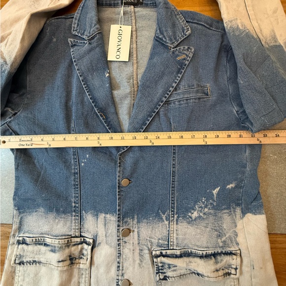 Giovanco Ombre Bleached Denim Blazer Size XL - Picture 7 of 9